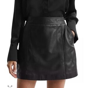 NWT Reiss Black Leather “Edie” Mini Skirt